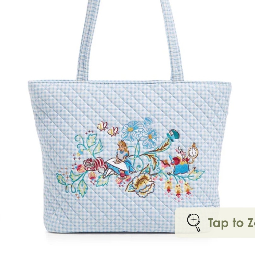 Vera Bradley Small Alice in Wonderland Gingham Tote Bag